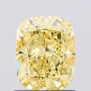 1.18ct CUSHION Fancy Intense Yellow VS1 Coloured Lab diamond