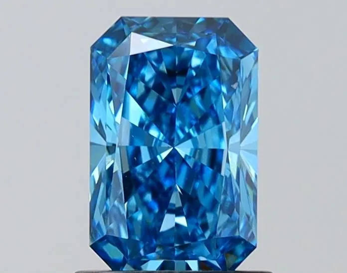 1.09ct RADIANT Fancy Vivid Blue VS1 Coloured Lab diamond