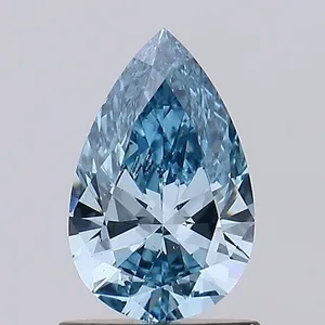 0.8ct PEAR Fancy Vivid Blue VS2 Coloured Lab diamond
