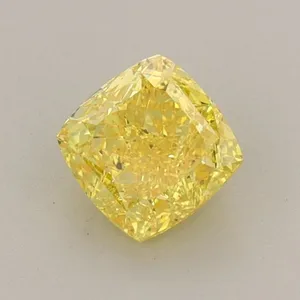 0.76ct CUSHION Fancy Vivid Yellow VS1 Coloured Lab diamond