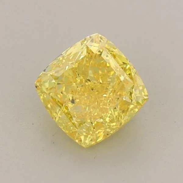 0.76ct CUSHION Fancy Vivid Yellow VS1 Coloured Lab diamond