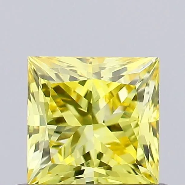 0.66ct PRINCESS Fancy Vivid Yellow VVS2 Coloured Lab diamond