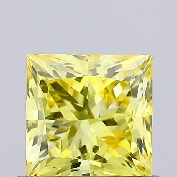 0.66ct PRINCESS Fancy Vivid Yellow VVS2 Coloured Lab diamond