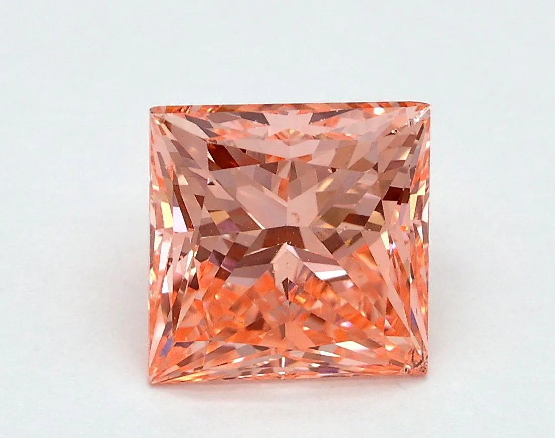 2.00ct PRINCESS Fancy Vivid Pink SI1 Coloured Lab diamond