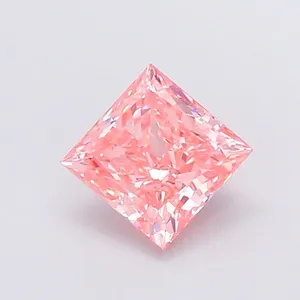 1.59ct PRINCESS Fancy Vivid Brownish Pink VS1 Coloured Lab diamond