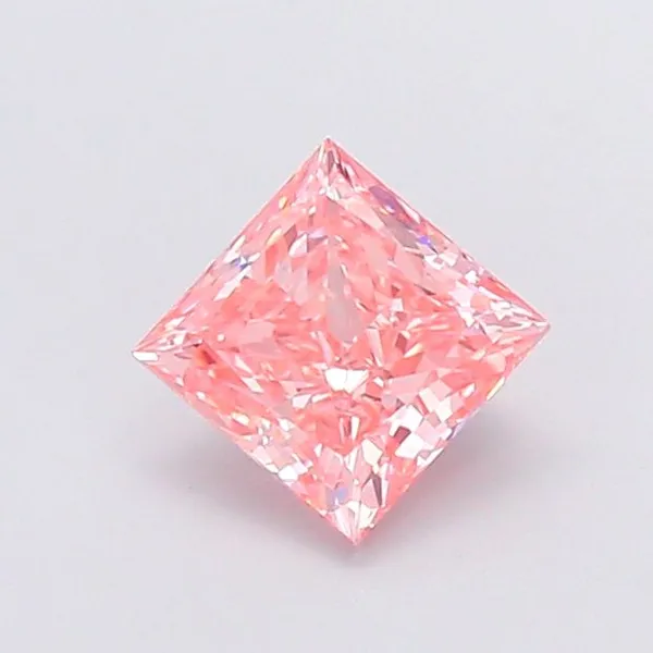 1.59ct PRINCESS Fancy Vivid Brownish Pink VS1 Coloured Lab diamond