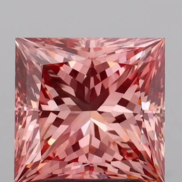 2.06ct PRINCESS Fancy Intense Brown Pink VS1 Coloured Lab diamond