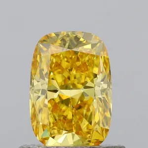 0.74ct CUSHION Fancy Vivid Yellow VS2 Coloured Lab diamond