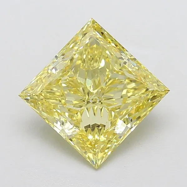 5.02ct PRINCESS Fancy Intense Yellow VS1 Coloured Lab diamond
