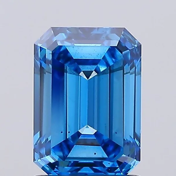 1.53ct EMERALD Fancy Vivid Blue SI1 Coloured Lab diamond