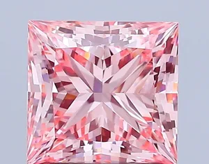 3.01ct PRINCESS Fancy Vivid Pink VS1 Coloured Lab diamond