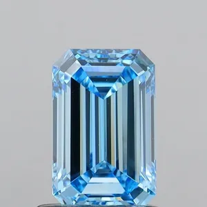 1.12ct EMERALD Fancy Vivid Blue VVS2 Coloured Lab diamond