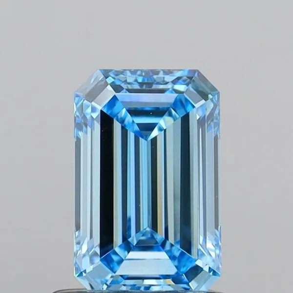 1.12ct EMERALD Fancy Vivid Blue VVS2 Coloured Lab diamond