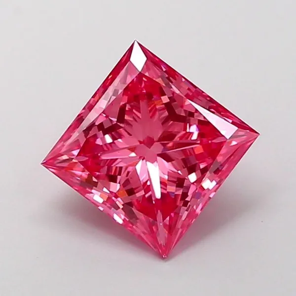 2.07ct PRINCESS Fancy Vivid Pink VS2 Coloured Lab diamond