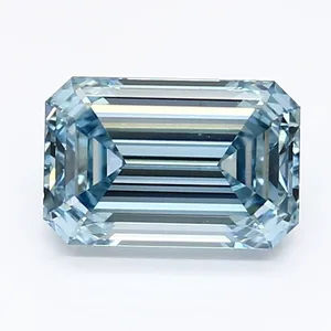 1.3ct EMERALD Fancy Intense Blue VS1 Coloured Lab diamond
