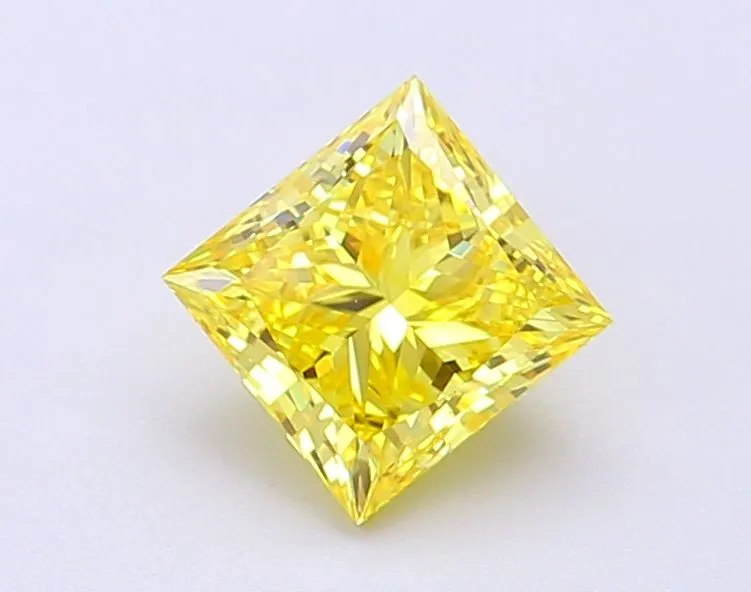 1.10ct PRINCESS Fancy Vivid Yellow VVS2 Coloured Lab diamond