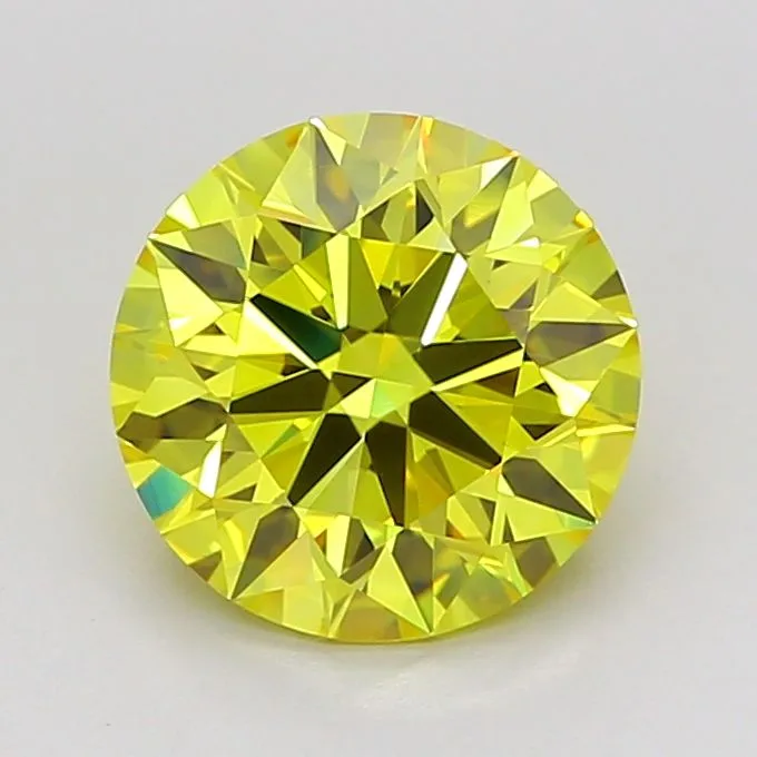 0.99ct ROUND Fancy Intense Yellow VS1 Coloured Lab diamond