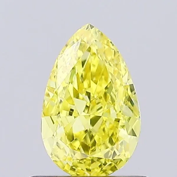 0.71ct PEAR Fancy Vivid Yellow VVS2 Coloured Lab diamond