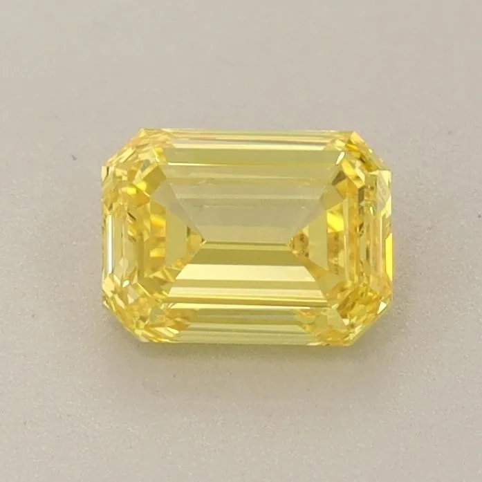 0.72ct EMERALD Fancy Vivid Yellow VVS2 Coloured Lab diamond