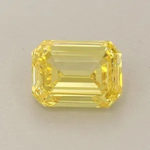 0.72ct EMERALD Fancy Vivid Yellow VVS2 Coloured Lab diamond