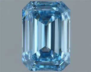 1.02ct EMERALD Fancy Vivid Blue VVS2 Coloured Lab diamond