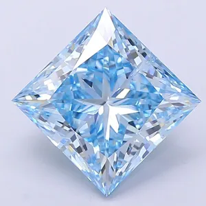 5.64ct PRINCESS Fancy Vivid Blue SI2 Coloured Lab diamond
