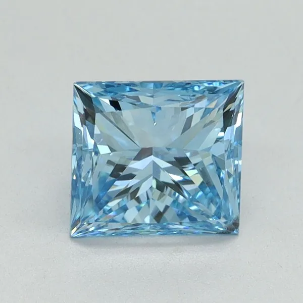 1.51ct PRINCESS Fancy Vivid Blue VS2 Coloured Lab diamond
