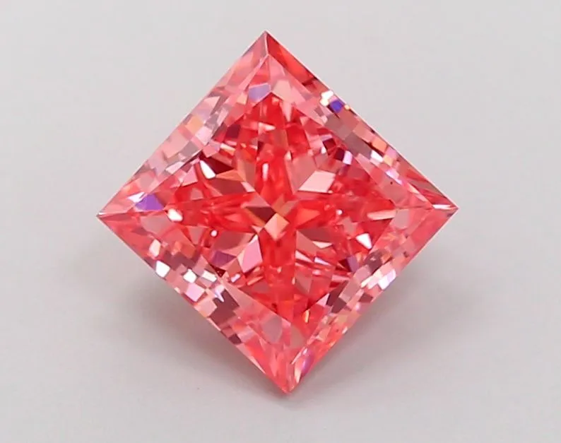 1.99ct PRINCESS Fancy Vivid Pink VS1 Coloured Lab diamond
