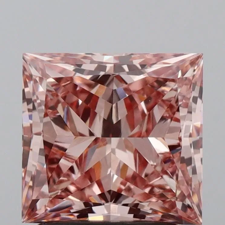 2.01ct PRINCESS Fancy Intense Brownish Pink VVS1 Coloured Lab diamond