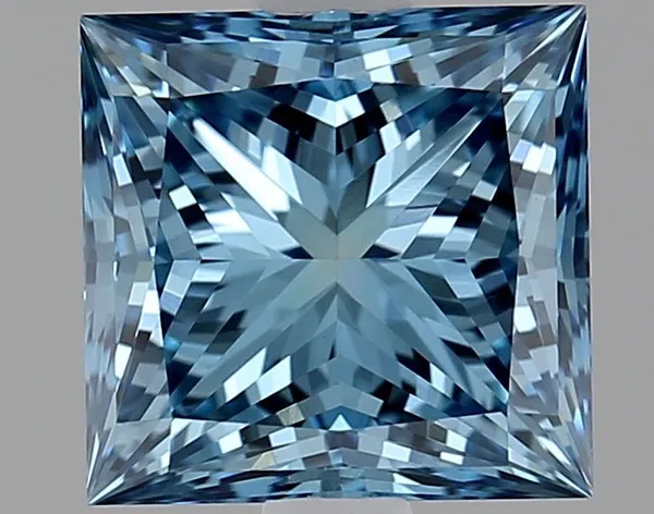 1.59ct PRINCESS Fancy Vivid Blue VVS2 Coloured Lab diamond