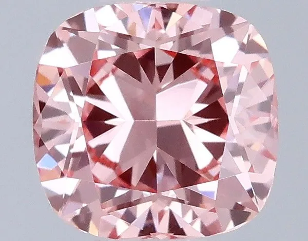 0.95ct CUSHION Fancy Vivid Pink VVS2 Coloured Lab diamond