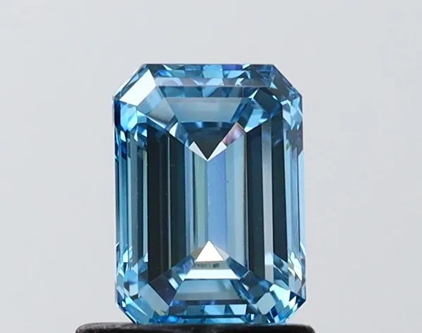 1.02ct EMERALD Fancy Vivid Blue VVS2 Coloured Lab diamond