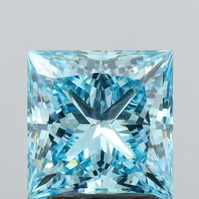 2.70ct PRINCESS Fancy Vivid Blue VVS2 Coloured Lab diamond