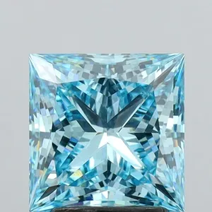 2.7ct PRINCESS Fancy Vivid Blue VVS2 Coloured Lab diamond