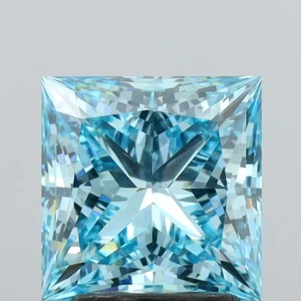 2.7ct PRINCESS Fancy Vivid Blue VVS2 Coloured Lab diamond
