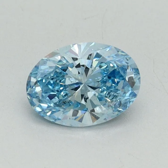 0.61ct OVAL Fancy Vivid Blue SI1 Coloured Lab diamond