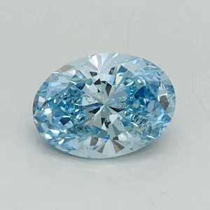 0.61ct OVAL Fancy Vivid Blue SI1 Coloured Lab diamond