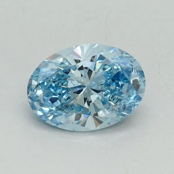 0.61ct OVAL Fancy Vivid Blue SI1 Coloured Lab diamond