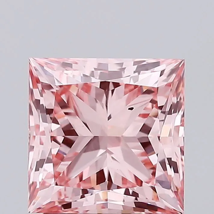 1.86ct PRINCESS Fancy Vivid Pink VS2 Coloured Lab diamond