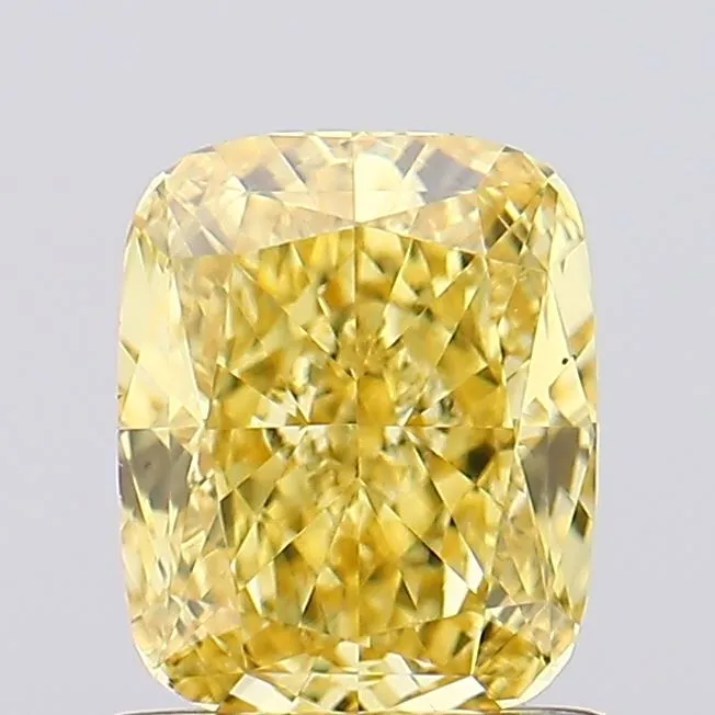 1.08ct CUSHION Fancy Vivid Yellow VS2 Coloured Lab diamond
