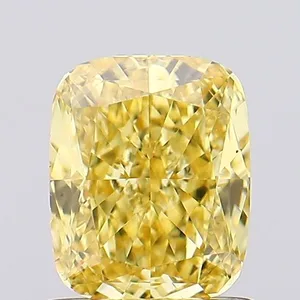 1.08ct CUSHION Fancy Vivid Yellow VS2 Coloured Lab diamond