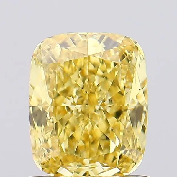 1.08ct CUSHION Fancy Vivid Yellow VS2 Coloured Lab diamond