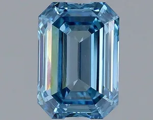 1.28ct EMERALD Fancy Vivid Blue VS2 Coloured Lab diamond