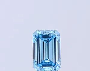 0.51ct EMERALD Fancy Vivid Blue VS1 Coloured Lab diamond
