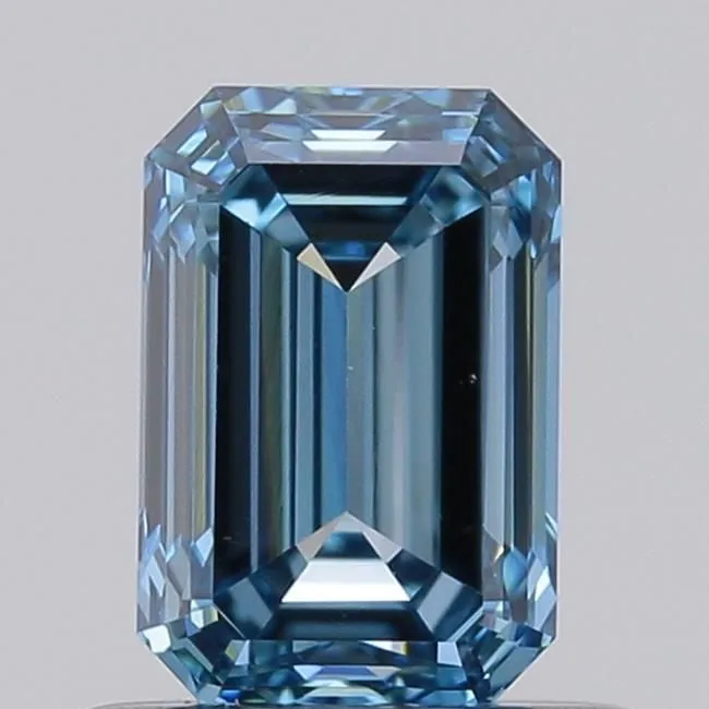 0.69ct EMERALD Fancy Vivid Blue VVS2 Coloured Lab diamond
