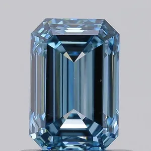 0.69ct EMERALD Fancy Vivid Blue VVS2 Coloured Lab diamond
