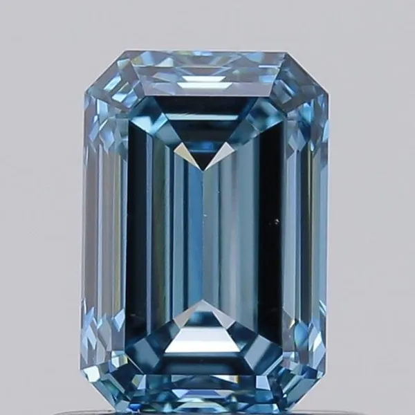 0.69ct EMERALD Fancy Vivid Blue VVS2 Coloured Lab diamond