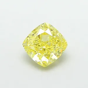 1ct CUSHION Fancy Intense Yellow VS2 Coloured Lab diamond
