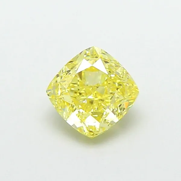 1ct CUSHION Fancy Intense Yellow VS2 Coloured Lab diamond