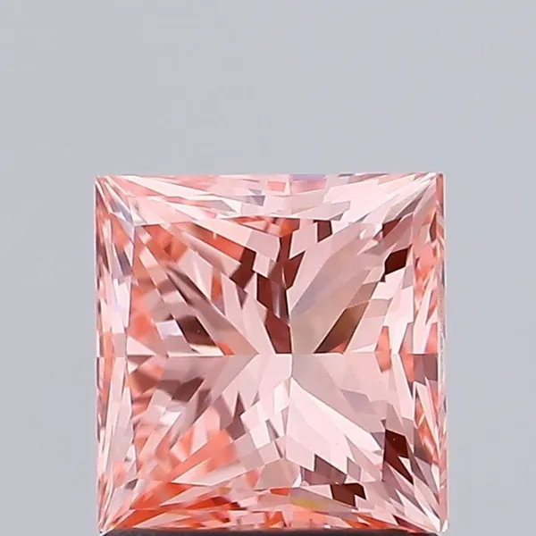 1.53ct PRINCESS Fancy Vivid Pink VS2 Coloured Lab diamond